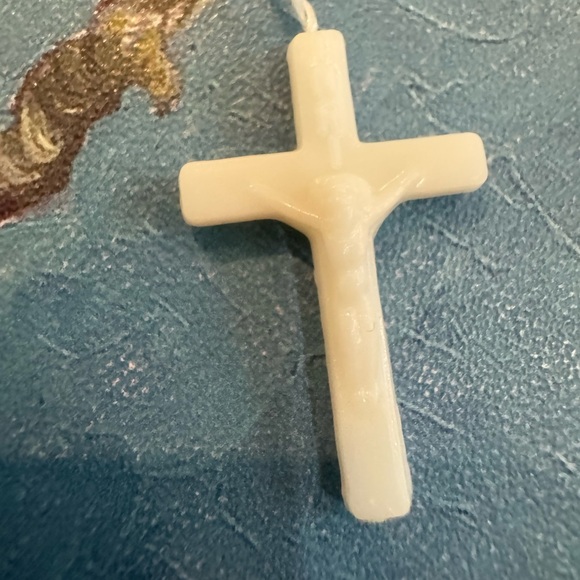 White Beaded Rosary with Cross - Picture 3 of 4